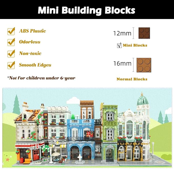 ZenithFlow Street View Building Blocks Kit Cuba Hotel Mini Blocks Construction Toys European Architecture Model House Store Building Set Idea Gifts Home Decoration Collection for Adults (3959 PCS)