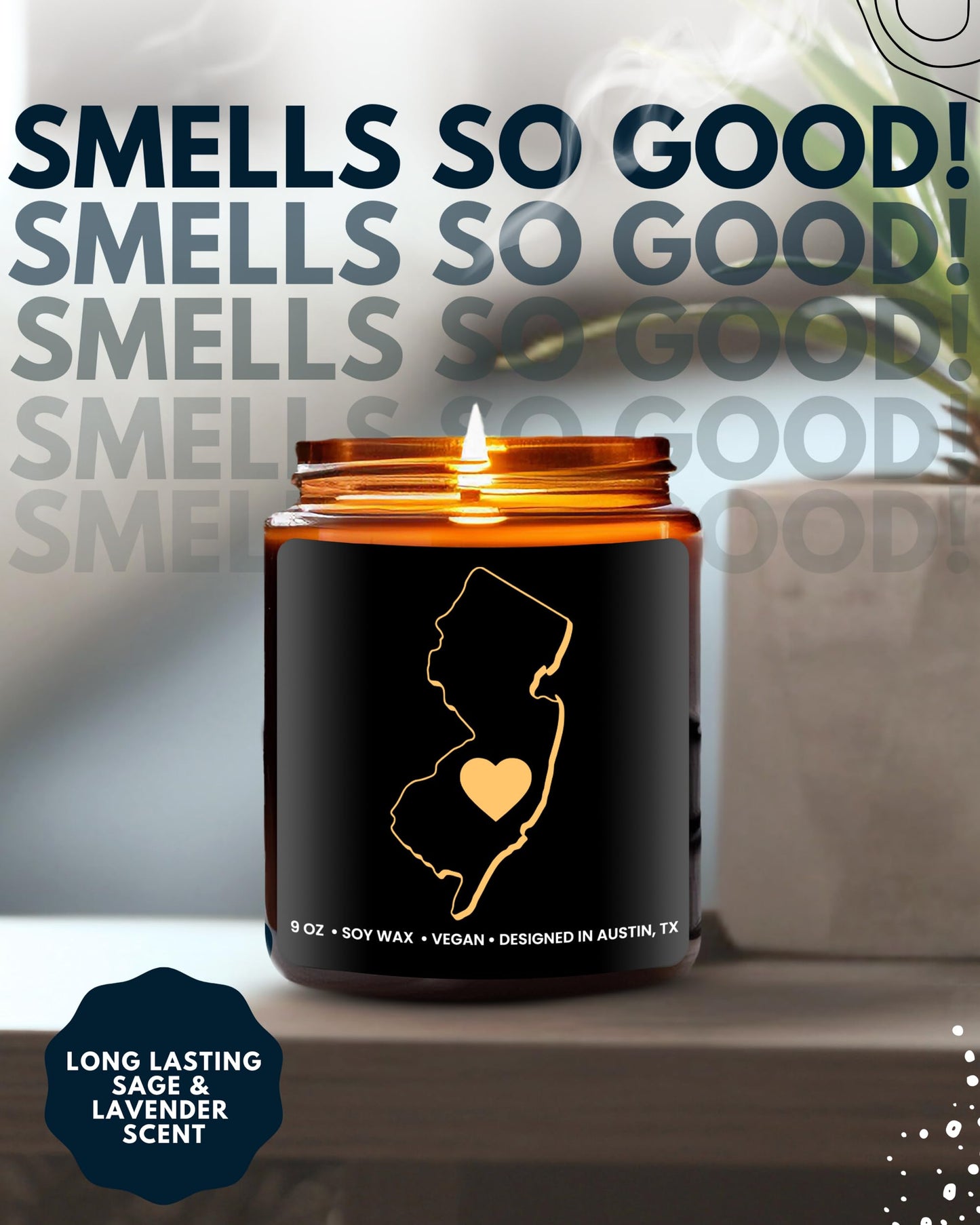 New Jersey Candle, Thoughtful New Jersey Themed Souvenir & Gifts for Men and Women, Unique State Gifts, Best Sentimental Gift for Moving Away, Ideal for Birthday, Christmas, Graduation, Gift Ready