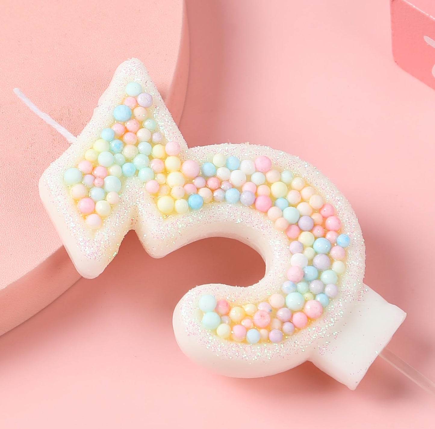 EAKE 23th Birthday Candle Macaron Glitter 3D Pastel Number 23 Candles for Girl Women Sweet Theme Birthday Wedding Anniversary Party Cake Decoration