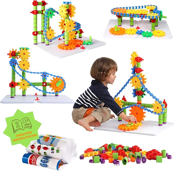 ZOZOPLAY STEM Learning Toy – 170 PCS Creative Engineering Gears &amp Construction Building Blocks Kids Gears Toy Educational Set for Boys and Girls Ages 6–8