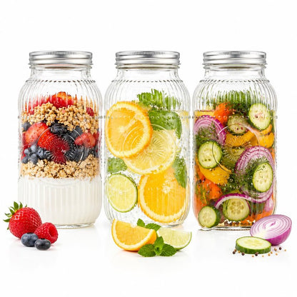 WELLIFE 64oz Mason Jars, 3 Pack Large Mason Jars Wide Mouth for Pickling, Canning, Fermenting and Food Storage, Microwave & Dishwasher Safe