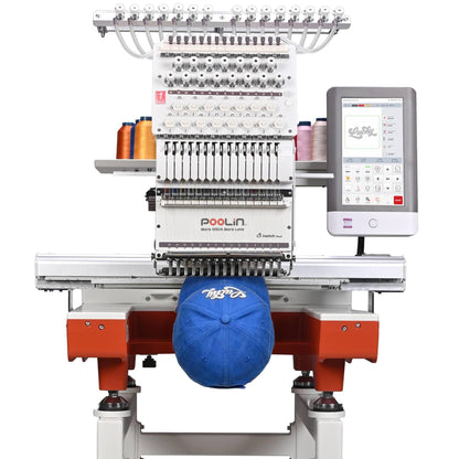 Poolin EOX 15-Needle Embroidery Machine for Mid-Range Business,20"x14" Embroidery Area,270° Hat Cap System,Commercial Multi-Needle Embroidery Machine,WiFi &USB,1200 SPM for Apparel & Hat Production