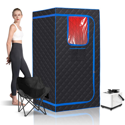 Smartmak Portable Steam Sauna, Full Body Sauna Tent for Home, 1 Person Steam Sauna Box with 660nm Red Light Therapy, 3L&1100W Sauna Steamer, Folding Chair