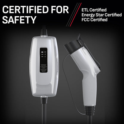 Schumacher Electric Level 1 Portable EV Charger, 12 Amp, 120 Volt, NEMA 5-15P Plug, Indoor/Outdoor Charging, J1772 Connector, 20 Foot Charging Cable, SEV1670
