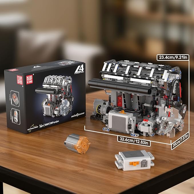 Mould King 10087 L4 Engine Model Building Blocks Kit for Adults Build Your Own Cars Engine That Works DIY STEM Toy for 14+ Teens(1897 Pcs)