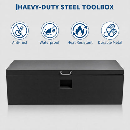Heavy Duty Truck Bed Tool Box 36'' Locking Steel Truck Toolbox with Front Pull Handle, Side Grab Handles, Dual Gas Struts, Weather-Resistant Powder Coated Storage Box for Pickup Truck Bed, RV, Trailer