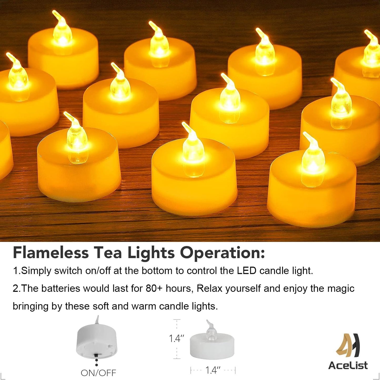 AceList 30PCS Luminary Bags with 30 PCS Flameless Candles Tea Lights for Wedding, Birthday, Party, Christmas Decorations(Sunflower)