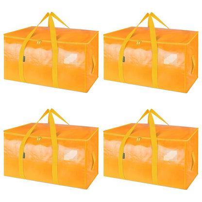 BALEINE 4-Pack Oversized Moving Bags with Reinforced Handles, Heavy-Duty Storage Tote for Clothes, Moving Supplies (Light Yellow, 4-Pack)