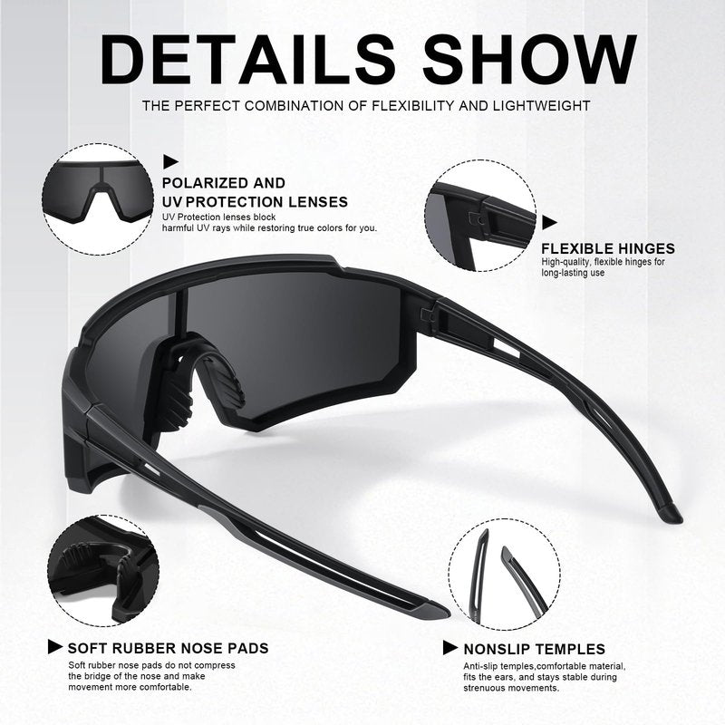 TURBOPEP Polarized Sports Sunglasses for Men and Women,Fishing Cycling Mountain Bike Baseball Sunglasses with UV Protection