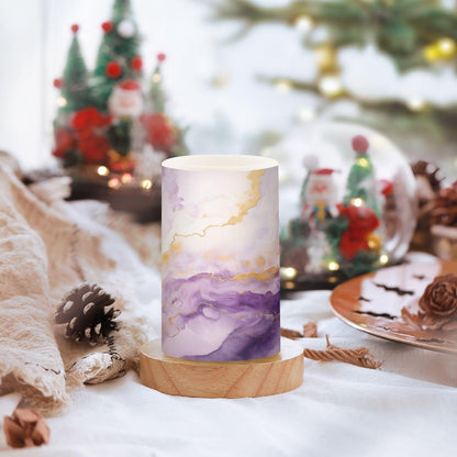 BOENLE Flickering Flameless Candles, Purple Gold Marble LED Candles with Remote Timer, Set of 2 Battery Operated Candle for Valentine Wedding Birthday