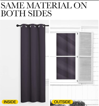 NICETOWN Greyish Purple Blackout Curtains - Thermal Insulated Drapes for Office | 68" Length, 42" Wide, 2 Panels