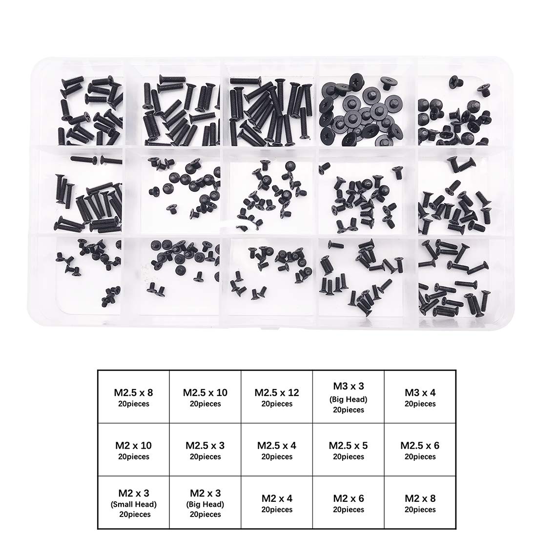 QTEATAK 300Pcs Black Laptop Notebook Computer Replacement Screws Kit for Lenovo Toshiba Gateway Samsung HP IBM Dell Sony Acer Asus SSD Hard Disk SATA