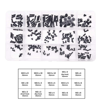 QTEATAK 300Pcs Black Laptop Notebook Computer Replacement Screws Kit for Lenovo Toshiba Gateway Samsung HP IBM Dell Sony Acer Asus SSD Hard Disk SATA