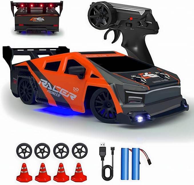1:24 RC Cybercar 2.4GHz RC Drift Cars with LED Light Race Car Toys for Boy Girl 8-12 Years Old Speed Adjustable 25Km/HHigh Speed RC Racing Cars Perfect Toy Gift for Boys &amp Girls