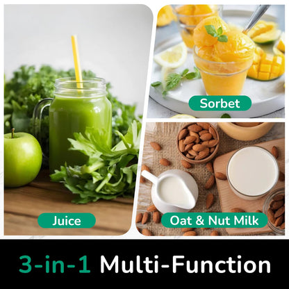 Canoly C16 Cold Press Juicer, 6" Extra Wide Feed Chute, 3-IN-1 Strainers (Juice & Sorbet & Nut Milk), Powerful AC Brushless Motor, Self Precut System, Juicer Machines with BPA-Free (Space Gray)