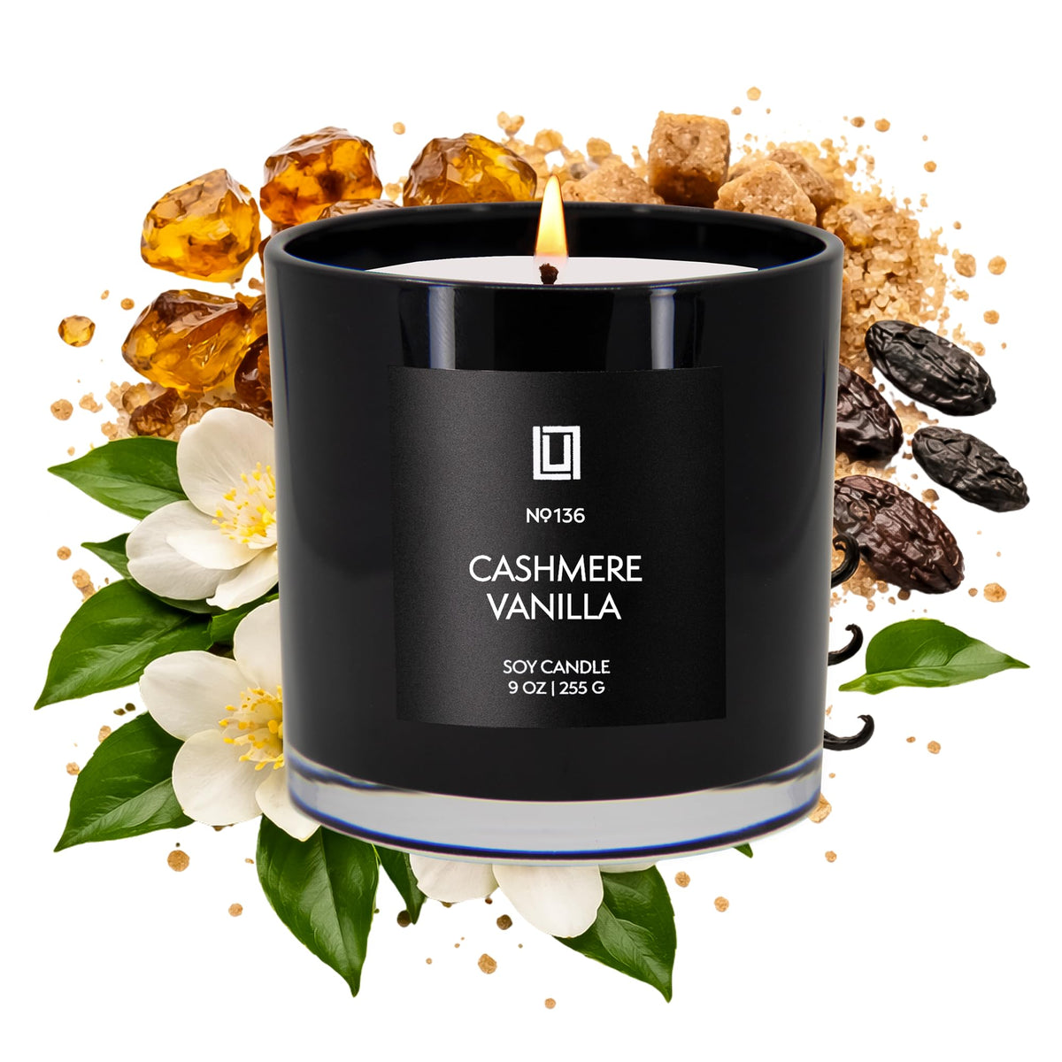 Lulu Candles | Cashmere Vanilla | Scented Soy Candle | Sweet Vanilla Fragrance - Perfume Inspired | Luxury Jar Candle | Highly Scented Long Lasting Candle | Home Fragrance Gift (9 Oz.)