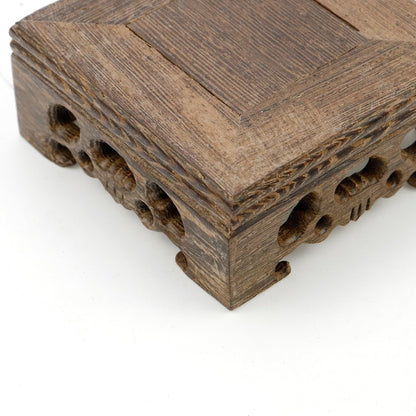 WDONAY Wooden Display Stand Base 3.94"×3.94" Square Wood Carved Pedestal Oriental Style Stand for Vase, Teapot, Table Lamps