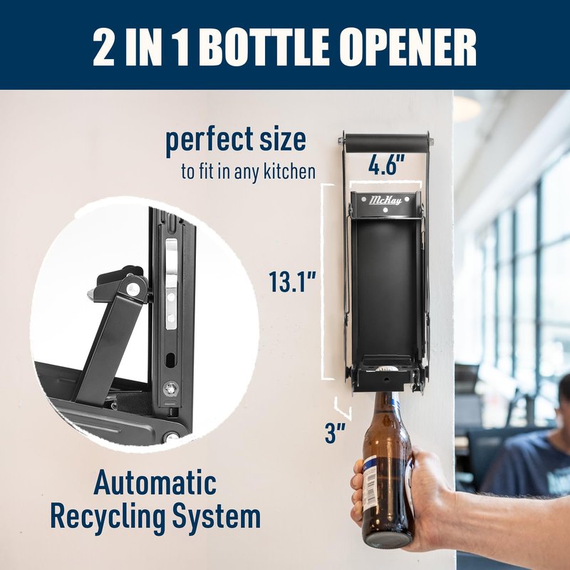 Mckay 16 Oz. and 12 Oz. Metal Can Crusher Auto Recycling, Heavy-Duty Can Crusher Wall Mounted, Can Smasher for Aluminum Seltzer, Soda, Beer Cans and Bottles for Recycling (Auto Type)