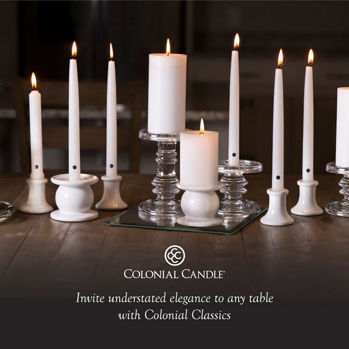 Colonial Candle Unscented Taper Candle, Classic Collection, Indigo, 10 In, Pack of 12 - Up to 8 Hours Burn