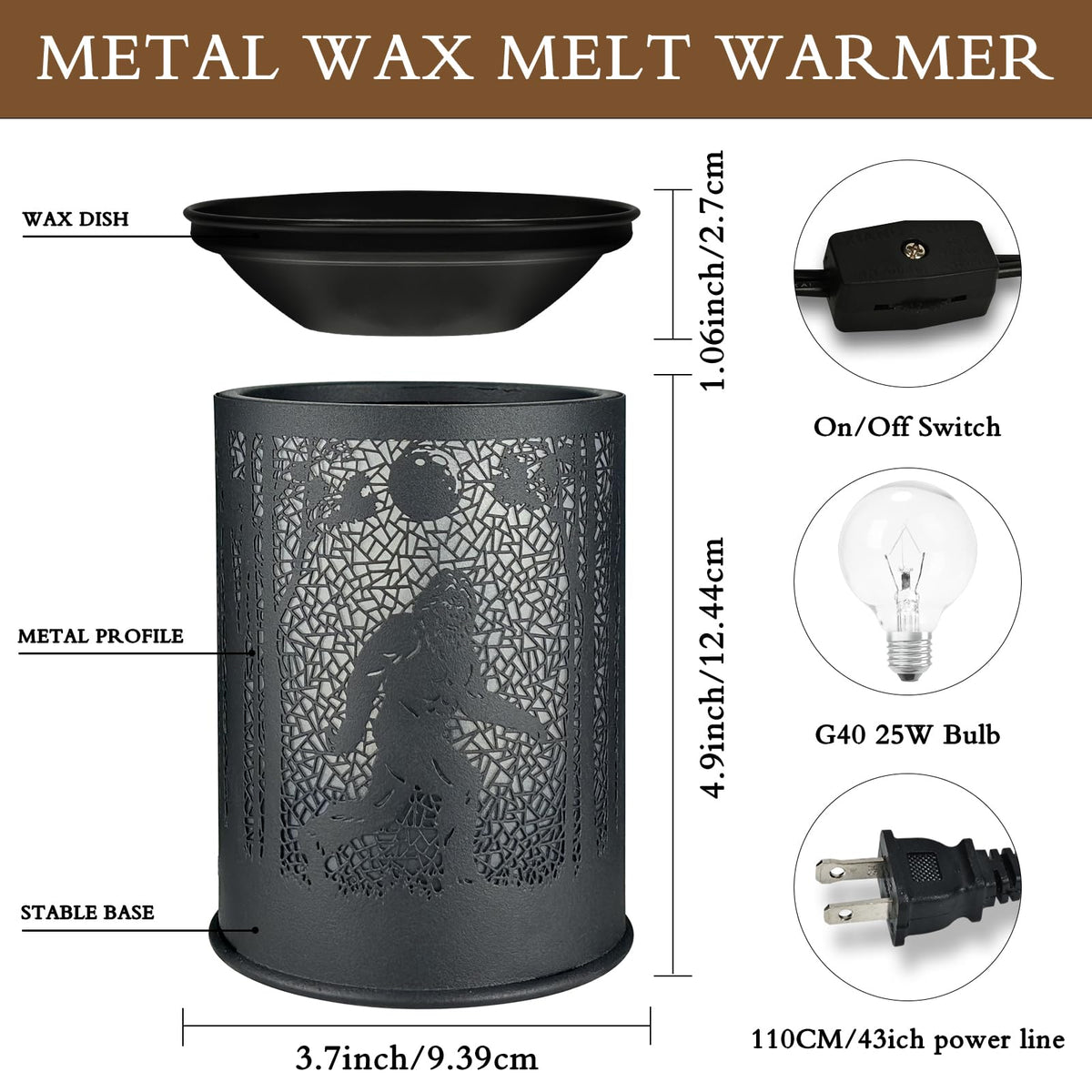 scentsy Wax Warmer for Scented Wax melt Warmer Wax Melter for Candle Making lamp Candle Warmer Plate Oil Burner for Home Decor and Gifts for Holiday （Bigfoot/Mythological Animal）…
