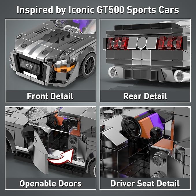 Speed Champion GT Sports Cars Building Sets Easter 476 PCS 1:24 Muscle Car Model Creative Build Display Gift Christmas Birthday Ages 14+