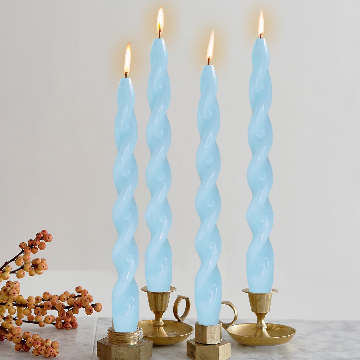 Blue Candlesticks Spiral Taper Candle Twisted Candle Sticks Long Tapered Candles Unscented Candle for Home Decoration Holiday Wedding Party