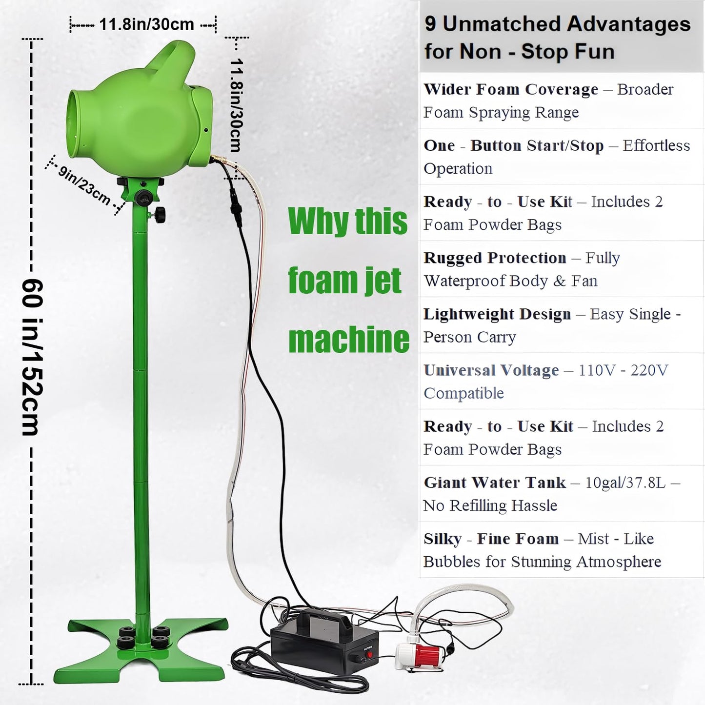 LANGXUN 800W Foam Jet Cannon Machine, Water Toys - New Bubble Maker with Foam Particle and Water Tank, Perfect for Birthdays, Celebrations, Backyard Summer Pool Party Events