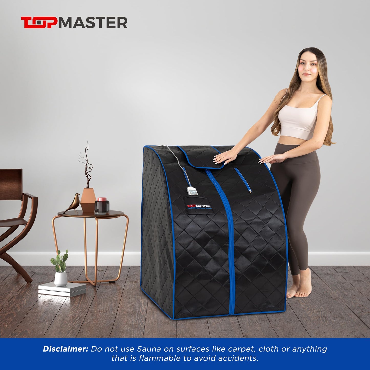 TopMaster Foldable Infrared Sauna, Portable Sauna for Home, Sauna Tent Sauna Box Portable, Indoor Portable Sauna with Foldable Chair, Wired Controller - Sauna Box for Home 1050W Power, Max 140°F Black
