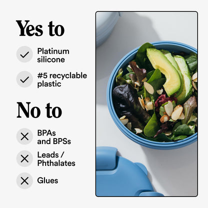 STOJO Collapsible Bowl - Translucent Denim Blue, 36oz - Reusable Silicone Bowl for Hot and Cold Food - Perfect for Travel, Meal Prep, To-Go Lunch, Camping & Hiking - Microwave & Dishwasher Safe