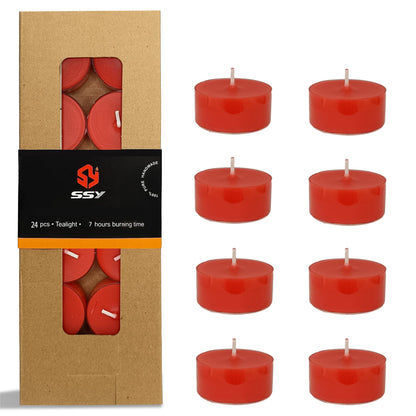 Scented Tealight Candles Handmade Candlesticks,24pcs Round Tea Light Candles Natural Scent Wax Tealight Candle Smokeless Candle Stciks for Spa Home Decor Party Gifts (01-24S-RDSB)