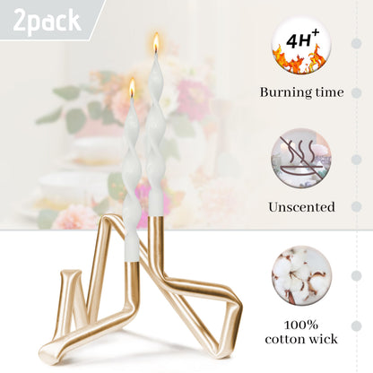 Smokeless White Spiral Taper Candle Unscented Taper Candlesticks Handmade 10 Inch Long Twisted Candles for Candlelight Dinner Wedding Home Decor