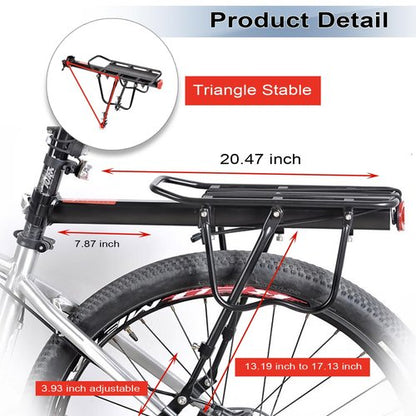 Bike Rear Cargo Rack - Adjustable Bicycle Trunk Pannier Back Rack with Fender and Reflector, Easy Install Quick Release Bike Luggage Carrier Rack with 130 lbs Capacity for Mountain, Road, City Bikes
