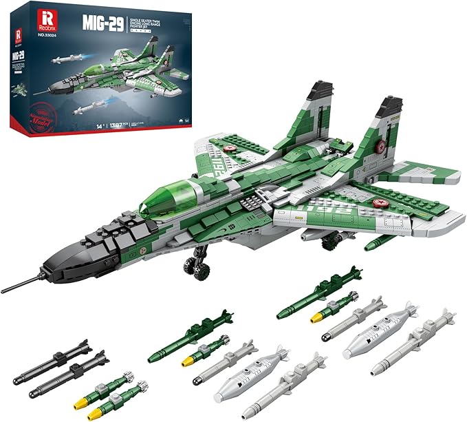 Reobrix Fighter Jet Building Sets for Adults Military Fighter Display Model 33024 Technical Military Plane Collectible Set Toys Gifts for Aviation Fans Boys Girls 14+ (1387 PCS)