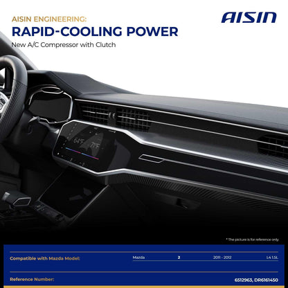 AISIN AFTERMARKET ACCZ-00778 Air Conditioner AC Compressor - Compatible with Mazda 2 2011-2012 1.5L - with 6-Pulley Groove, with Clutch