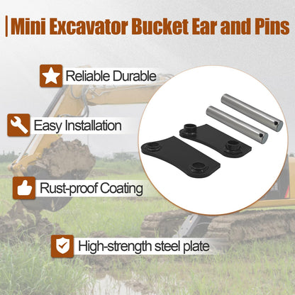 ShareZem 45mm Bucket Attachment Ear Weld On 10-1/4" C-C A Pair with Pins and Screws for Caterpillar 305 305.5 306 Mini Excavator