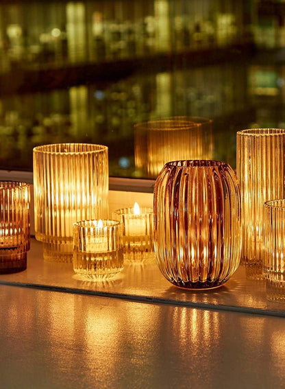 Serene Spaces Living Set of 4 Clear Ribbed Glass Votive Holders, Perfect for Weddings and Home Décor, Measures 2.25" Tall and 2" Diameter