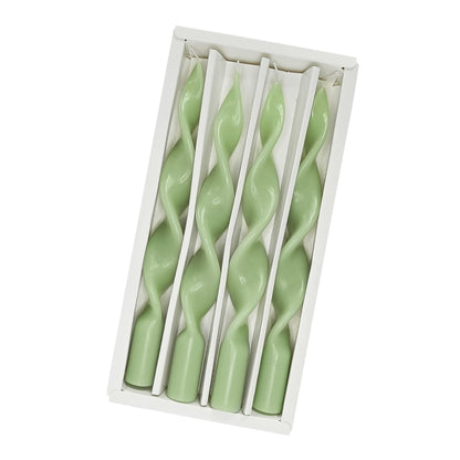 Spiral Taper Candle Smokeless Candlesticks Green Candle Stick Unique Tapered Candles Long Twisted Candlesticks Unscented Candles for Dinner Home Décor Weddings Party