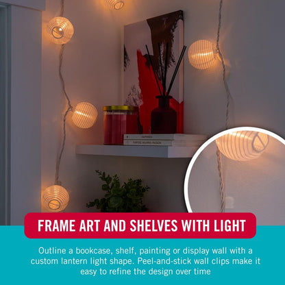 VELCRO Brand Indoor Light Clips for Hanging String Lights, Holds Up to 100 ft, Transparent Peel‑and‑Stick Wall Clips for Any Shape or Configuration, Damage‑Free and Removable, Pack of 48