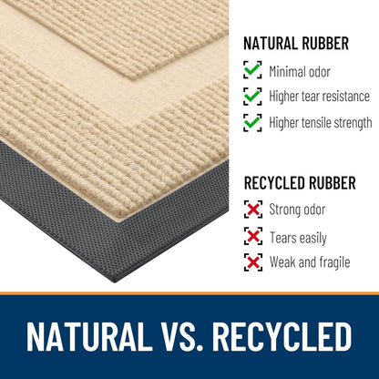 OLANLY Waterproof Front Door Mat - All-Season, Sturdy Natural Rubber, Easy Clean | 71x47, Beige