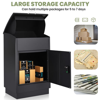 Feliluke Large Outdoor Package Delivery Box, Heavy-Duty Metal Parcel Drop Box, Waterproof & Anti-Theft, Secure Lockable Mailbox for Porch, Curbside & Business Use