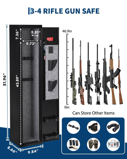 GarveeTech 4 Gun Safe for Rifles and Pistols,Heavy Duty Gun Cabinet, Gun Safes for Rifles with Adjustable Gun Racks & shelf, Large Digital Gun Locker