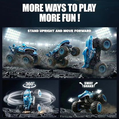 BEZGAR Monster Truck Toys Remote Control Monster Truck with Dancing Spins Lights &amp Music 1:20 Remote Control Car for Boys 4-7 5 6 7 8 9 10 +Year Old Boys Birthday Gifts (Blue)
