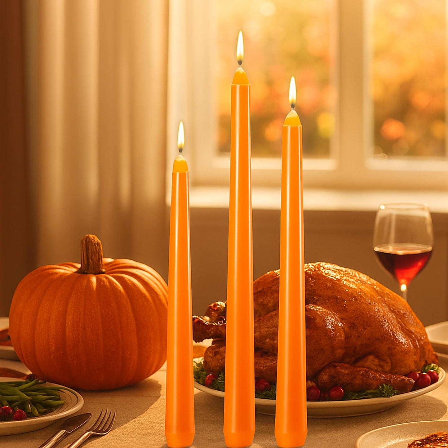 MTLEE Taper Candles 8/10/12 Multi Height Unscented Taper Candles 8 Burn Hours for Dinner Decorative Home Decoration Fall Thanksgiving Wedding Party Candlesticks(Orange,36)