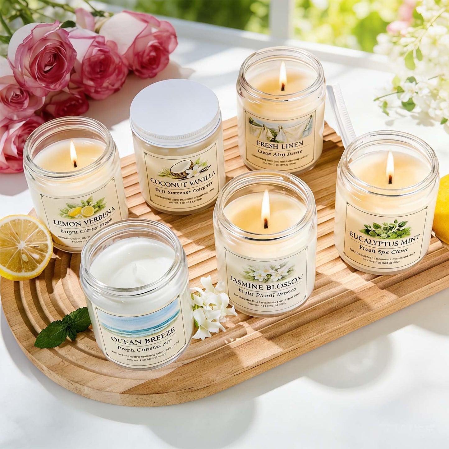 YINUO LIGHT 6 Pack Scented Candles Gift Set, 42 oz Soy Wax Glass Jar Candles for Home, Up to 300 Hour Burn, Aromatherapy Candle Set, Birthday Housewarming Gifts for Women Mom