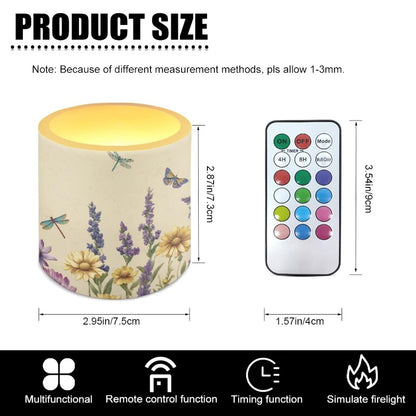Cozeyat Lavender Dragonfly Advanced LED Flickering Candles Set of 4 Battery Operated Flameless with Remote Timer Waterproof for Indoor Outdoor Table Long Lasting