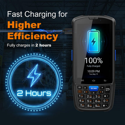 Farset F7-WiFi Android 14 Barcode Scanner PDA, 1D/2D/QR Scan Zebra Licensed Engine, WiFi, 5000mAh Removable Battery, IP67 Rugged for Warehouse & Logistics