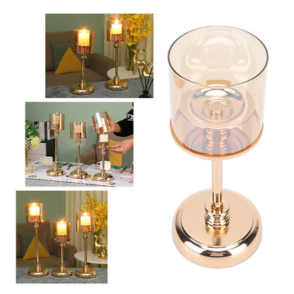 Champagne Gold Candle Holder, Light Luxury French Candlestick Ornament Romantic Candlelight Table Holder for Wedding, Dining Room Decorative Props