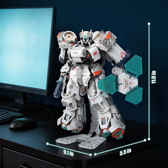 HIGH GODO Aerospace Mech Robot Transforming Building Blocks Set for Adults Warrior Justice Hero Mech Model Building Kit with Display Shelf Cool Creative Robots Toys Gift for Teens 14+ 1000+ Pieces