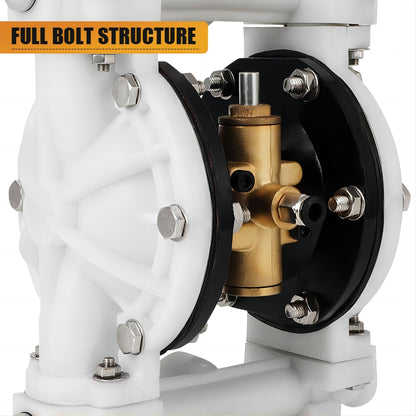 Air Operated Double Diaphragm Pump QBK-15 1/2 inch Outlet 12 GPM Pneumatic Transfer Max 115 PSI Industrial Use for Chemical Waste Oil Dual Diaphram PTFE Nitrile Rubber by Plastic and Stainless Steel