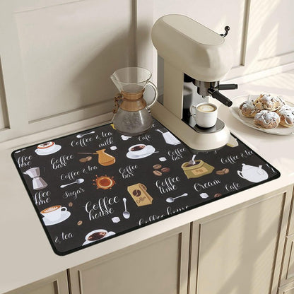 SHACOS Coffee Mat 2-Pack 12x19 Inch Absorbent Non Slip Coffee Maker Mats for Countertop Bar Accessories Dish Drying Mat Waterproof Heat Resistant, Brown